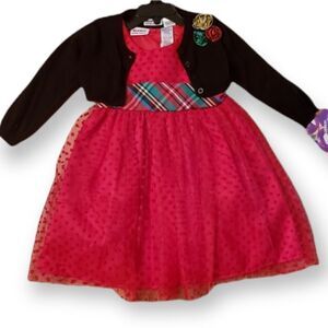 NWT Blueberi Boulevard Red Tulle Dress w/Cardigan